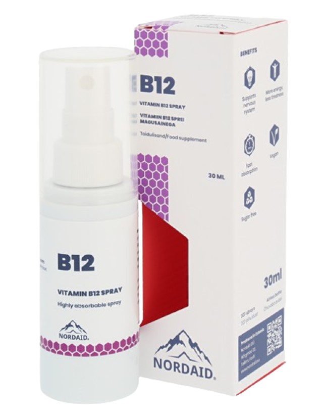 NordAid B12 Vitamin Υπογλώσσιο Spray για το Νευρικό Σύστημα 30ml