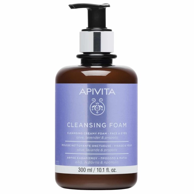 Apivita Cleansing Foam Face Eyes Αφρός Καθαρισμού Ελιά Λεβάντα Πρόπολη 300ml