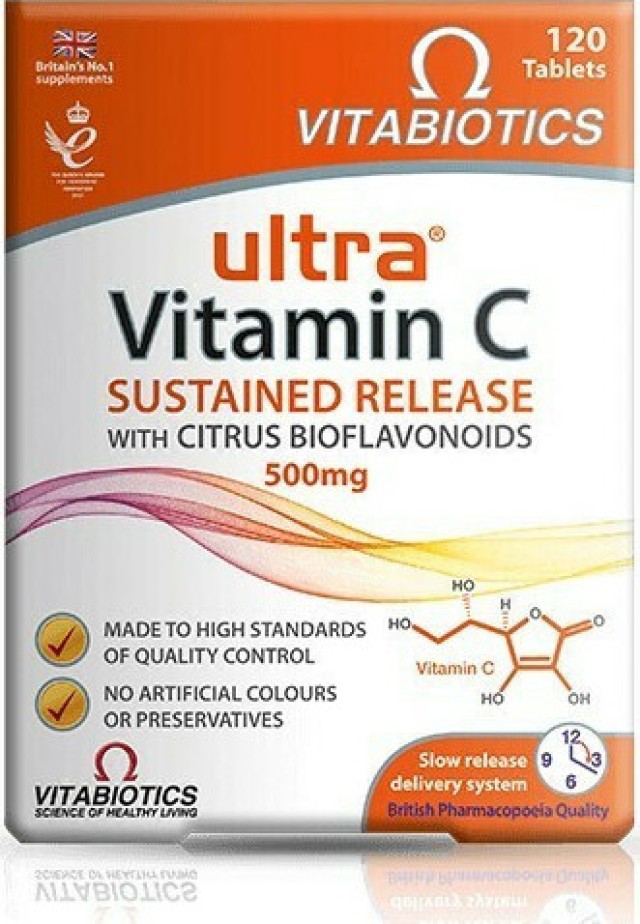 Vitabiotics Ultra Vitamin C Sustained Release with Citrus Bioflavonoids 500mg & Vitamin C Συμπλήρωμα Διατροφής Βραδείας Αποδέσμευσης 60 Ταμπλέτες