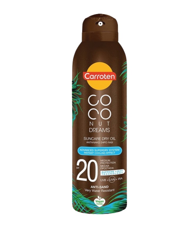 Carroten Coconut Dreams Suncare Dry Oil SPF20 Αντηλιακό Ξηρό Λάδι Σώματος σε Μορφή Spray 150ml