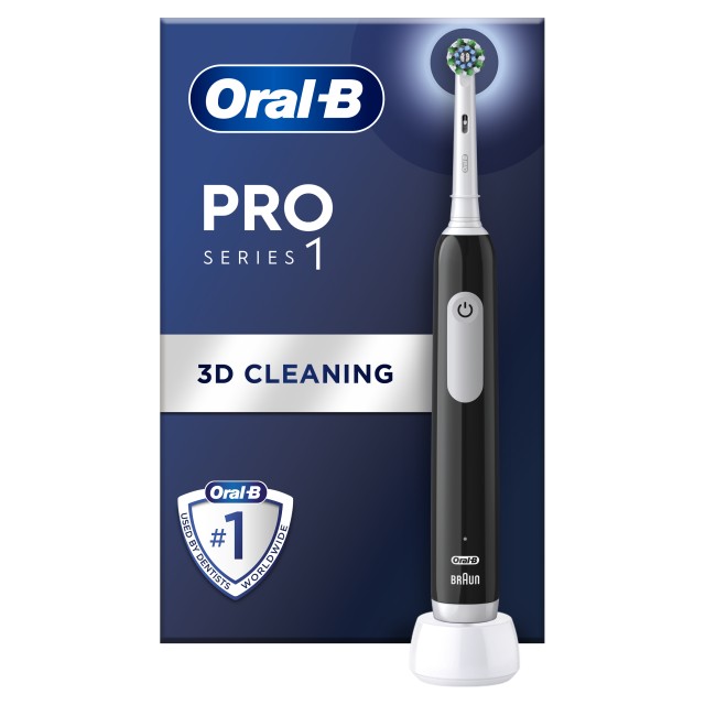 Oral B Pro Series 1 Ηλεκτρική Οδοντόβουρτσα Μαύρη με Αισθητήρα Πίεσης 1 Τεμάχιο