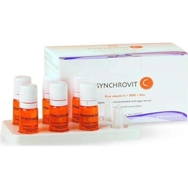 Synchroline Synchrovit C, Συμπυκνωμένος Αντιγηραντικός Ορός με Βιταμίνη C, SOD & Zinc, για τον Καθημερινό Έλεγχο της Γήρανσης & της Φωτογήρανσης, 6 αμπούλες των 5 ml