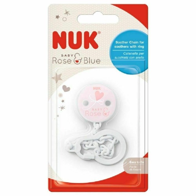Nuk Rose & Blue Αλυσίδα Πιπίλας Ροζ 1 Τεμάχιο [10.750.591]