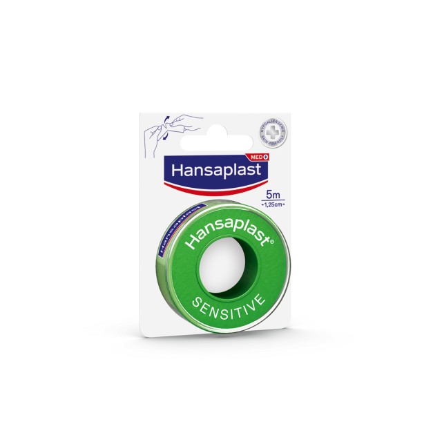 Hansaplast Αυτοκόλλητη Επιδεσμική Ταινία Sensitive Υποαλλεργική 1,25cm x 5m 1 Τεμάχιο