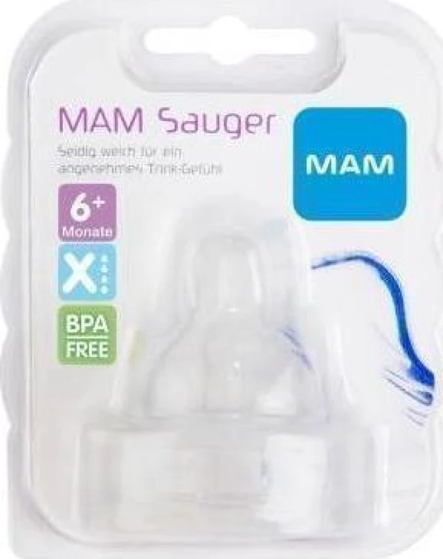 Mam Very High Flow Silicone Nipple Size: XL 6m + 2 Pieces [415S]