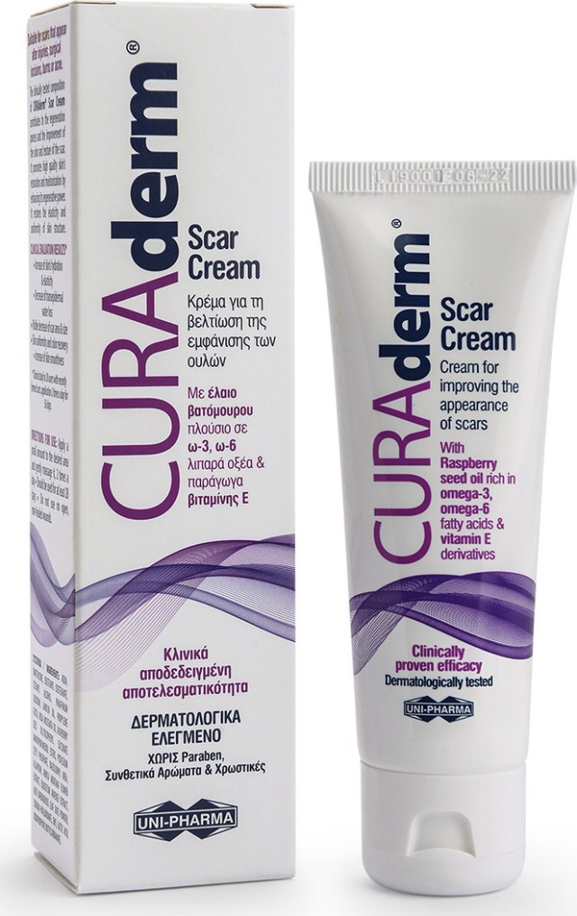 Uni-Pharma CURAderm Scar Cream Κρέμα για τη Βελτίωση της Εμφάνισης των …