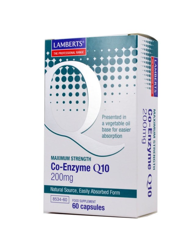 Lamberts Co Enzyme Q10 200mg Συμπλήρωμα Διατροφής για Παραγωγή Ενέργειας του Οργανισμού 60 Κάψουλες
