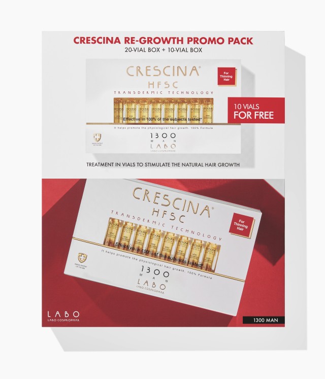 Labo PROMO Crescina Transdermic HFSC 1300 MAN Αραίωση Μαλλιών - Έντονη Τριχόπτωση 20 + ΔΩΡΟ 10 Φιαλίδια x 3.5ml