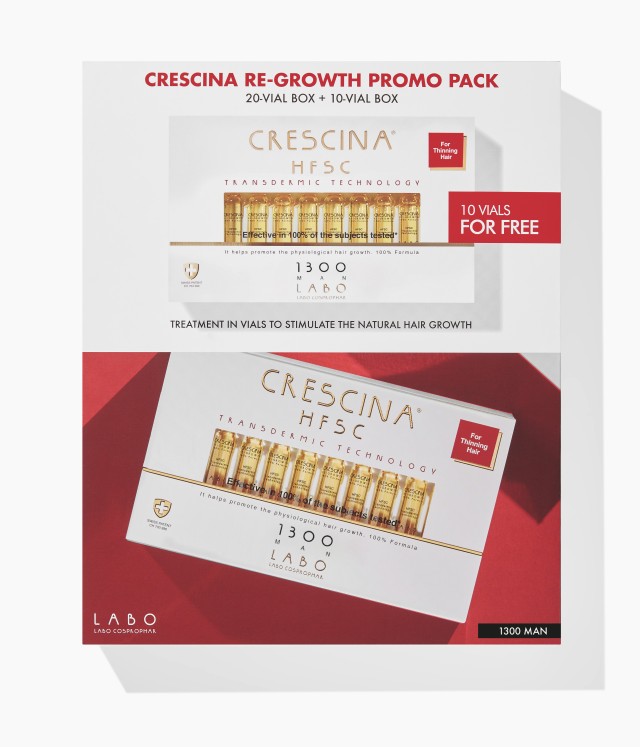 Labo PROMO Crescina Transdermic HFSC 1300 MAN Hair Thinning - Intense Hair Loss 20 + GIFT 10 Vials x 3.5ml