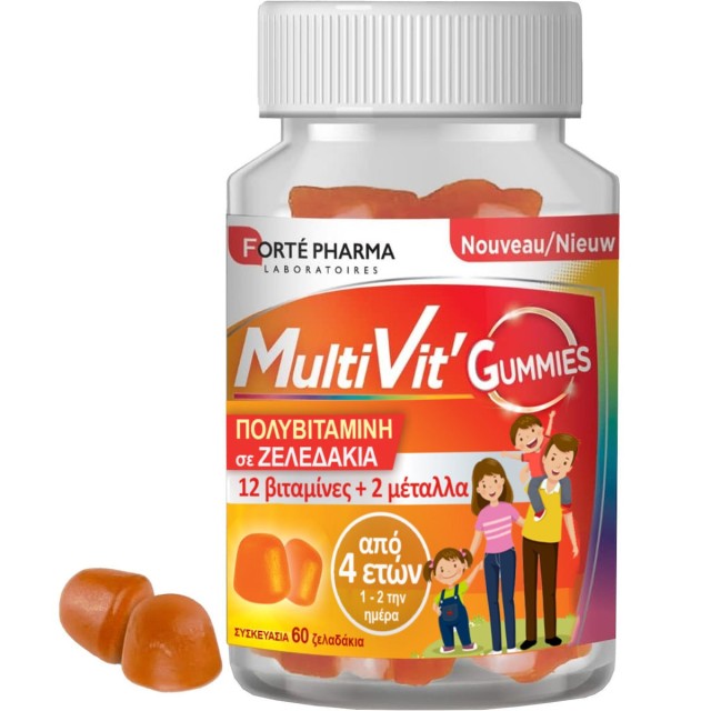 Forte Pharma Multi Vit' Παιδική Πολυβιταμίνη σε Ζελεδάκια από 4 Ετών Γεύση Πορτοκάλι 60 Gummies