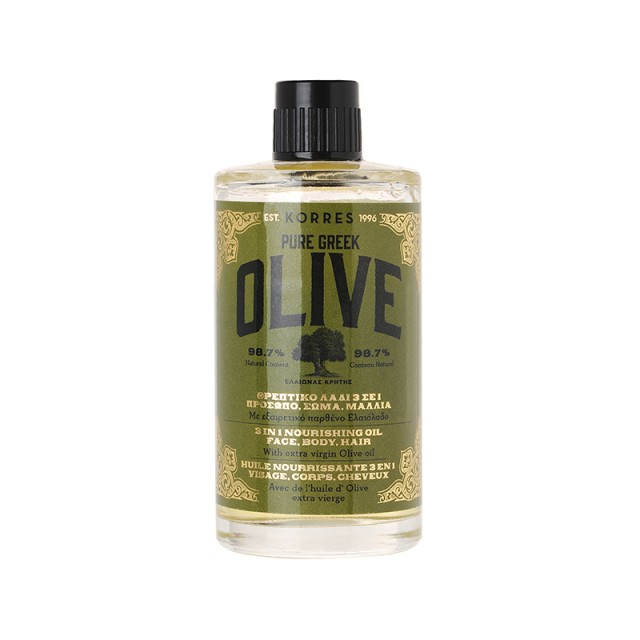 Korres Pure Greek Olive Θρεπτικό Λάδι 3 σε 1 για εντατική θρέψη σε πρόσωπο, σώμα & μαλλιά, με Εξαιρετικό Παρθένο Ελαιόλαδο, 100ml