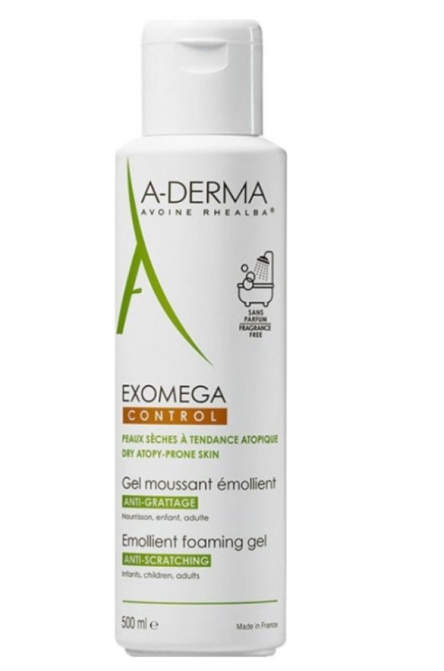 A-Derma Exomega Control Emollient Foaming Gel Καθαρισμού Για Ατοπικό Δέρμα 500ml