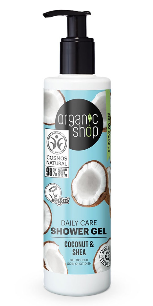 Natura Siberica Organic Shop Daily Care Shower Gel Coconut And Shea Αφρόλουτρο με Άρωμα Καρύδας & Βούτυρο Καριτέ 280ml