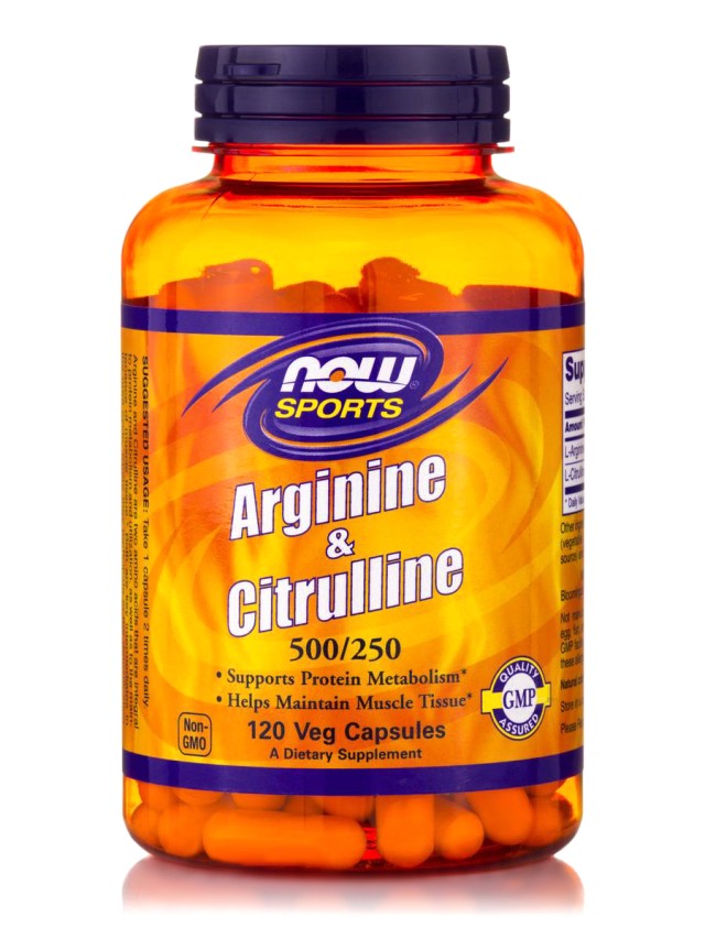 Now Foods Arginine & Citrulline 500/250mg Συμπλήρωμα Αργινίνης - Κιτρουλίνης 120 Φυτικές Κάψουλες