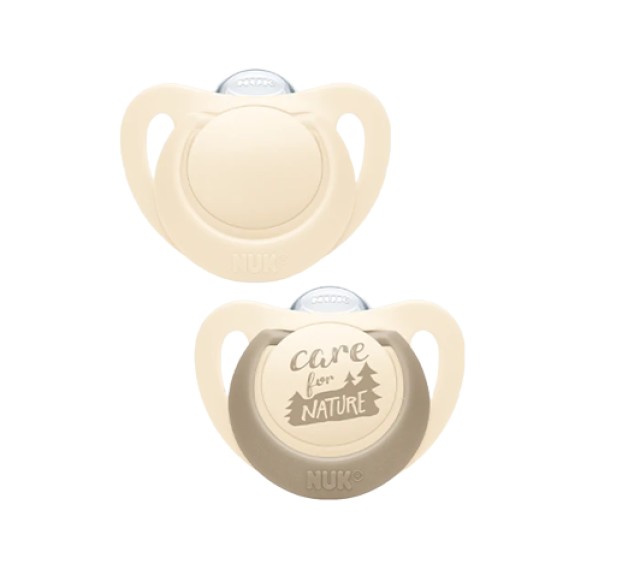 Nuk For Nature Πιπίλες Σιλικόνης για 18-36m+ με Κρίκο Χρώμα:Γκρι-Μπεζ …
