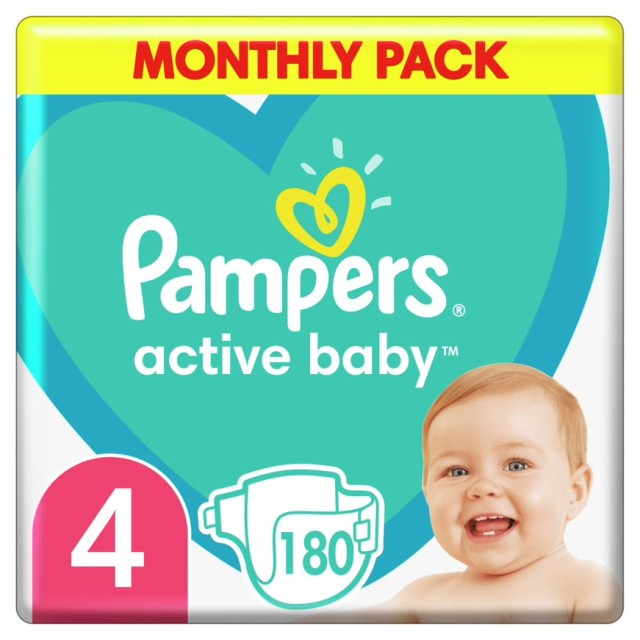 Pampers Active Baby Μέγεθος 4 [9-14kg] Monthly Pack 180 Πάνες