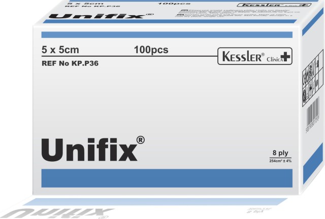 Kessler Unifix 8ply μη Αποστειρωμένες Γάζες 5 x 5cm 100 Τεμάχια