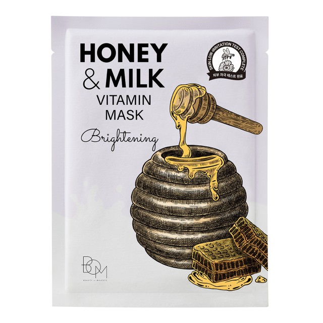 Beauty Of Majesty Honey & Milk Vitamin Mask Brightening Υφασμάτινη Μάσ &hellip;