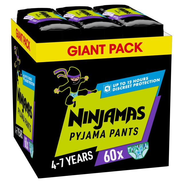 Pampers Ninjamas Pyjama Night Pants Monthly Pack για Αγόρι 4-7 ετών 60 Πάνες - Βρακάκι [17-30kg]