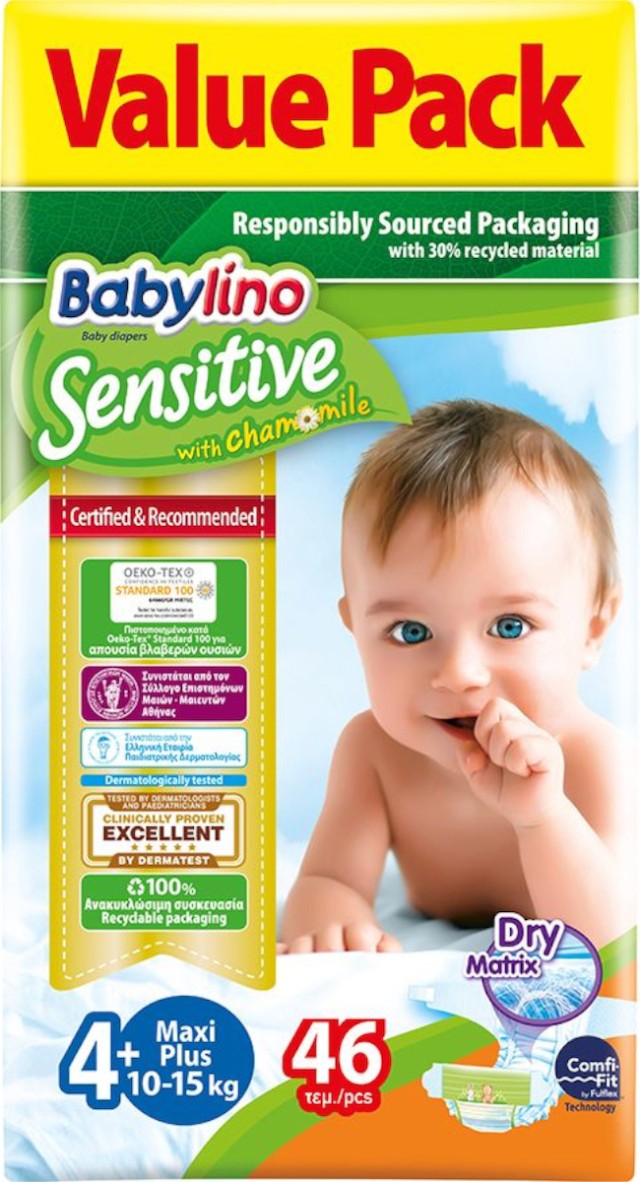 Πάνες Babylino Sensitive No4+ [10-15kg] 46 Τεμάχια [8259Τ]