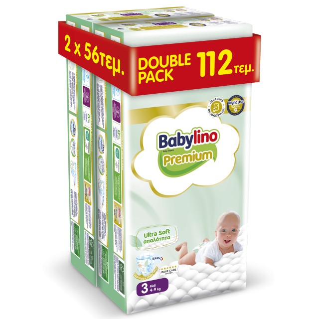 Πάνες Babylino Premium Ultra Soft Double Pack Απαλότητα No3 [4-9Kg] 11 …