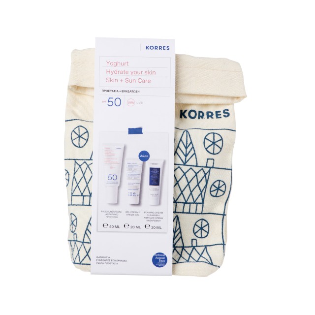 Korres PROMO Sunscreen Face Αντηλιακή Cream Gel SPF50 40ml - Nourishing Probiotic Ενυδατική Gel Cream με Προβιοτικά 20ml - Foaming Cream Cleanser Αφρώδης Κρέμα Καθαρισμού 20ml