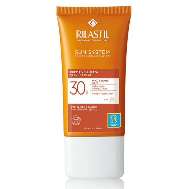 Rilastil Sun System Velvet Cream SPF30 Αντηλιακή Ενυδατική Κρέμα Προσώπου για Ευαίσθητες Επιδερμίδες 50ml