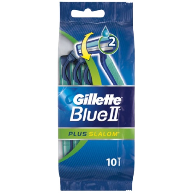 Gillette Blue II Plus Slalom Ανδρικά Ξυραφάκια μιας Χρήσεως 10 Τεμάχια