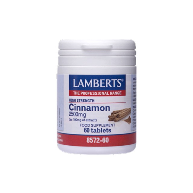 Lamberts Cinnamon 2500mg Συμπλήρωμα Διατροφής με Εκχύλισμα Κανέλλας 60 Ταμπλέτες