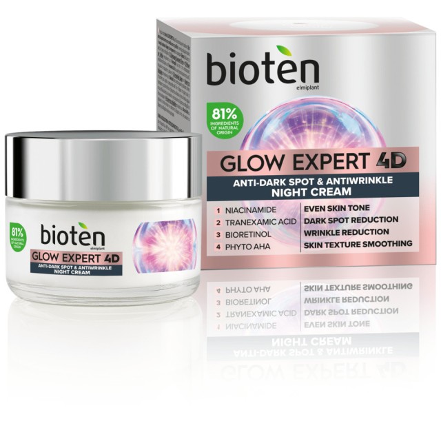 Bioten Glow Expert 4D Αντιγηραντική Κρέμα Νυκτός με Δράση Κατά των Παν …