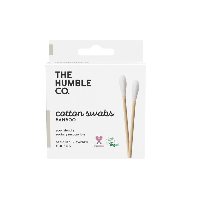The Humble Co. Natural Cotton Swabs 100 Pieces White Μπατονέτες από Mπαμπού και Bαμβάκι Λευκό 100 Τεμάχια