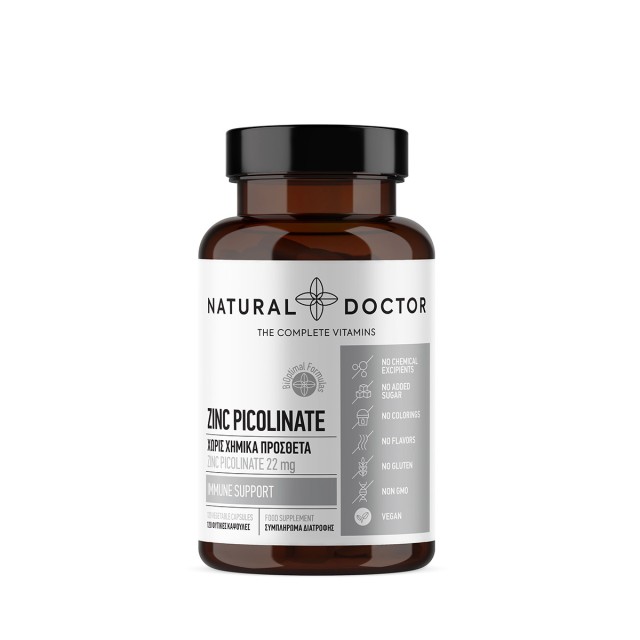Natural Doctor Zinc Picolinate 22mg Συμπλήρωμα Διατροφής Ψευδάργυρου σε Πικολινική Μορφή 120 Φυτικές Κάψουλες