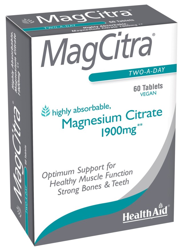 Health Aid Magcitra 1900mg Nutritional Supplement with Magnesium Citrate to Support the Nervous & Muscular System 60 Tablets