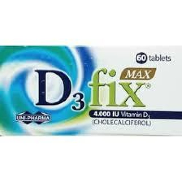 Uni Pharma D3 Fix Max 4000IU Συμπλήρωμα Διατροφής με Βιταμίνη D3 60 Ταμπλέτες