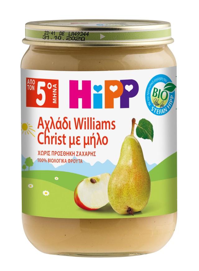 Hipp Williams Christ Βρεφική Φρουτόκρεμα Αχλάδι, Μήλο από τον 5ο Μήνα σε Βαζάκι 190gr