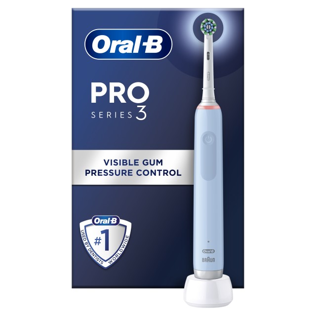 Oral B Pro 3 3000 Cross Action Ηλεκτρική Οδοντόβουρτσα με Αισθητήρα Πίεσης Γαλάζιο - Λευκό 1 Τεμάχιο