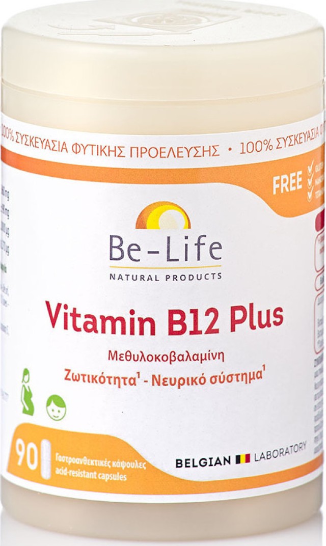 Be Life Vitamin B 12 Plus Συμπλήρωμα Διατροφής για την Καλή Λειτουργία του Νευρικού Συστήματος 90 Μαλακές Κάψουλες