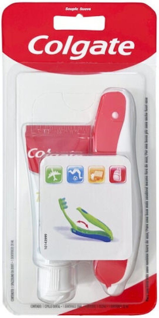 Colgate Travel Kit Οδοντόβουρτσα Μαλακή Θύσανοι Zig Zag Κόκκινο 1 Τεμά …
