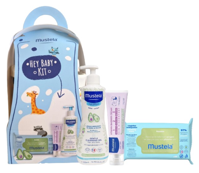 Mustela PROMO Hey Baby Kit Περιποίησης για Μωρά & Παιδιά από την 1η Ημέρα Γέννησης & ΔΩΡΟ Καλαθάκι