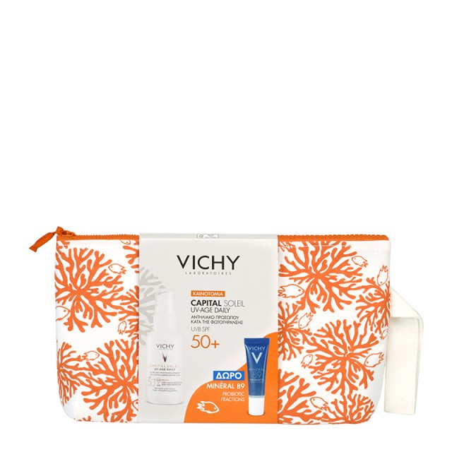 Vichy PROMO Capital Soliel UV Age Daily SPF50+ Αντηλιακό Προσώπου Κατά της Φωτογήρανσης 40ml - ΔΩΡΟ Mineral 89 Probiotic Fractions Serum Συμπυκνωμένος Ορός Προσώπου με Προβιοτικά Κλάσματα 10ml