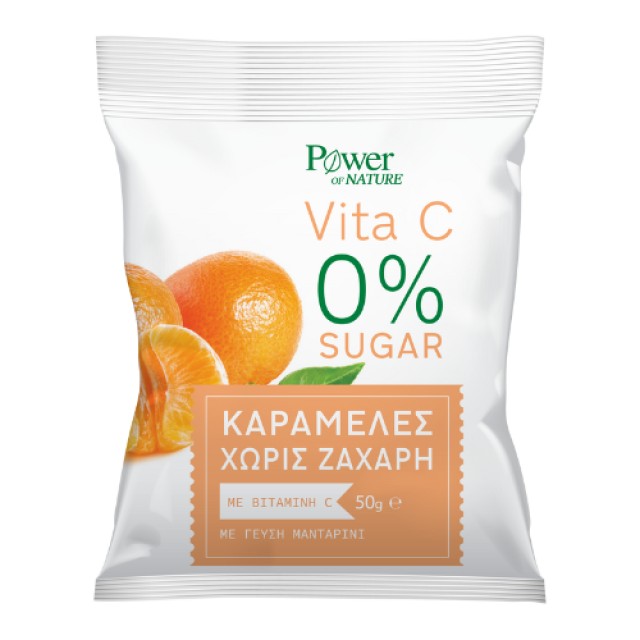 Power Health Vita C Καραμέλες με 0% Ζάχαρη & Γεύση Μανταρίνι 50gr