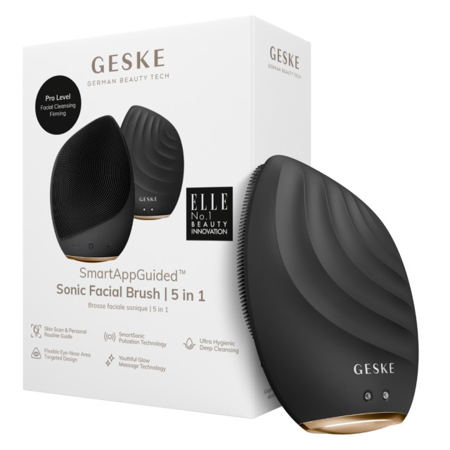 Geske Sonic Facial Brush 5 in 1 Gray Συσκευή Καθαρισμού Προσώπου Μαύρο 1 Τεμάχιο