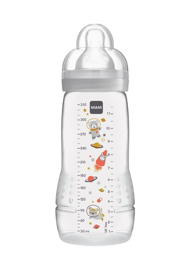 Mam Easy Active Baby Bottle Πλαστικό Μπιμπερό για 4m+ Γκρι με Θηλή Σιλικόνης 330ml [361SU]