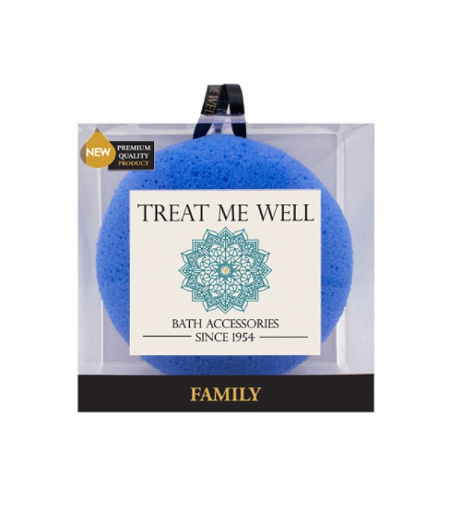 Treat me Well Family Bath & Shower Sponge Στρογγυλό Σφουγγάρι Μπλε Χρώματος 1 Τεμάχιο