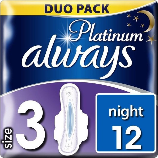 Always Platinum Ultra Night Σερβιέτες 12 Τεμάχια