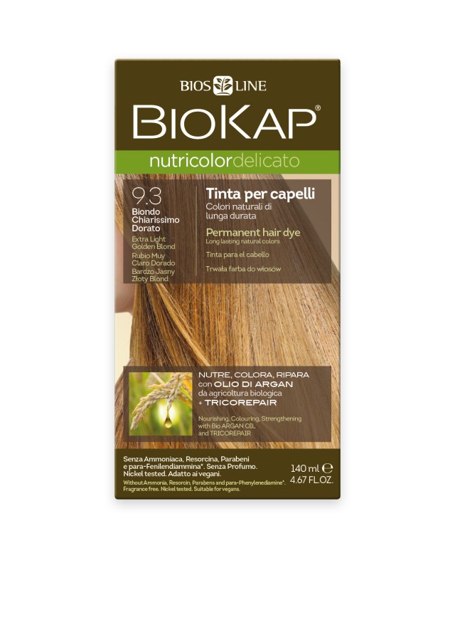 Biokap Nutricolor Delicato No9.3 Extra Light Golden Blond Βαφή Μαλλιών Πολύ Ξανθό Ανοιχτό Χρυσαφί 140ml