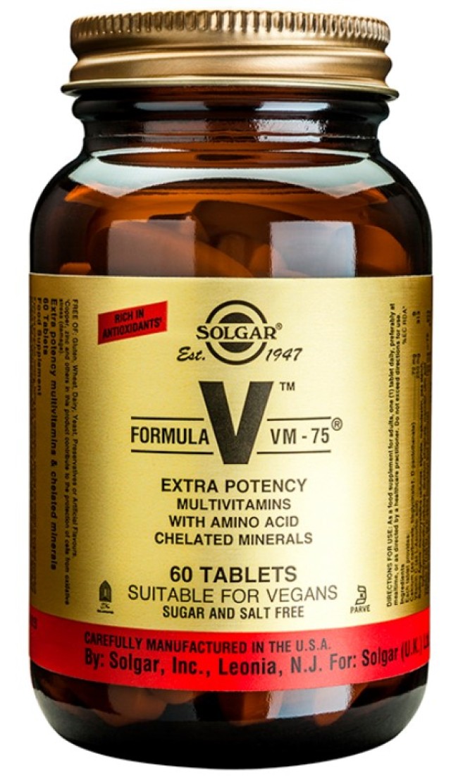 Solgar Formula VM-75 Συμπλήρωμα Διατροφής Πολυβιταμινών και Πολυμετάλλων 60 Ταμπλέτες