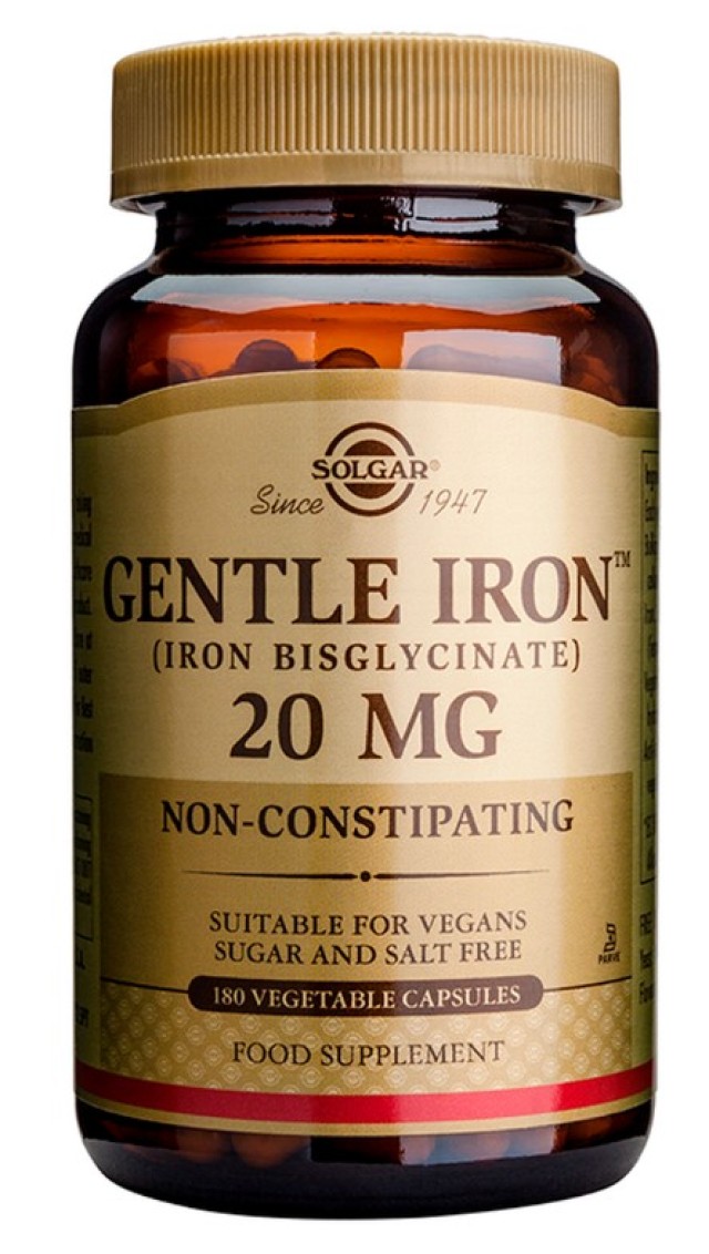 Solgar Gentle Iron 20mg Συμπλήρωμα Διατροφής Σιδήρου 180 Φυτικές Κάψου …