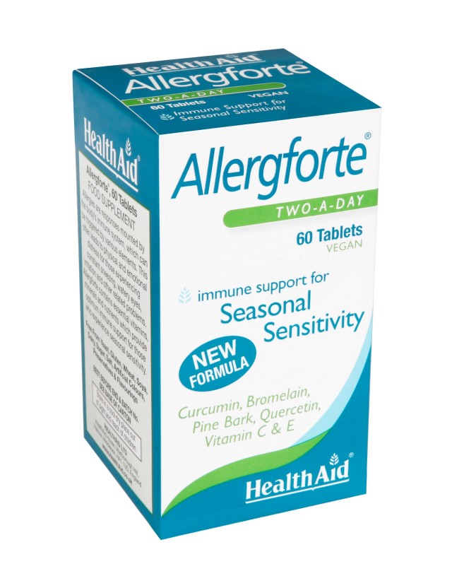 Health Aid Allergforte Συμπλήρωμα Διατροφής με Βιταμίνες, Βιοφλαβονοειδή & Φυτικά Εκχυλίσματα για Καταπολέμηση των Εποχιακών Αλλεργιών 60 Ταμπλέτες
