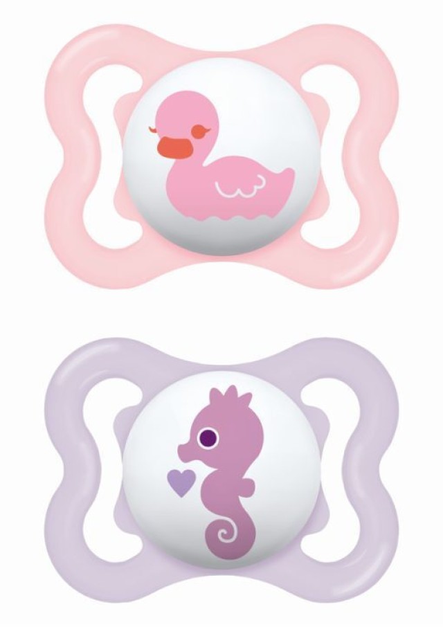 Mam Air Ορθοδοντική Πιπίλα Σιλικόνης για 2-6m+ Ροζ - Μωβ 2 Τεμάχια [12 …